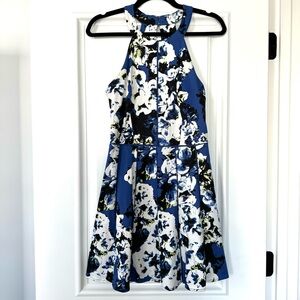 Parker NY Blue Fit and Flare Cocktail Dress, Size Medium